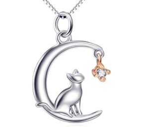 Embrace celestial allure with our Moon Cat Pendant Necklace, a captivating blend of cosmic charm and feline grace.